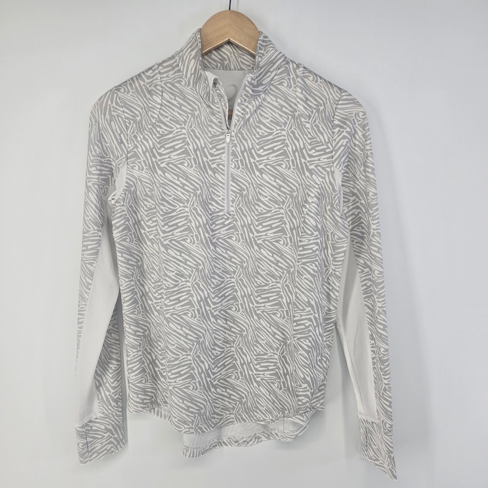 Zero Restriction Pullover Women S White Gray Zebra Print 1/4 Zip Golf Activewear
